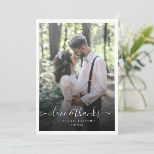 Woeddag Foto modern script bedankt kaart (Staand voorkant)