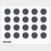 Woeddag marineslag blauw satin & Faux Diamonds Ronde Sticker (Vel)