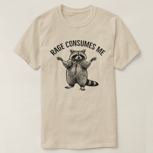 woede consumeert me - unisex Raccoon, grappig, T-shirt (Design voorkant)
