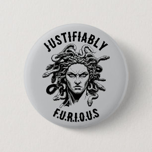 Woede van de Medusa-knop Ronde Button 5,7 Cm