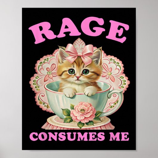Woede Verteert Me, Grappige Kitten Kat Mentale Gez Poster (Voorkant)