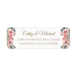 Woedend elegant roestvrij roze bloemadres etiket