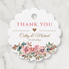 Woedend elegante roestroze roze florale dank bedankjes labels
