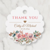 Woedend elegante roestroze roze florale dank bedankjes labels (Voorkant)