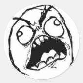 woedend gezicht ronde sticker (Voorkant)