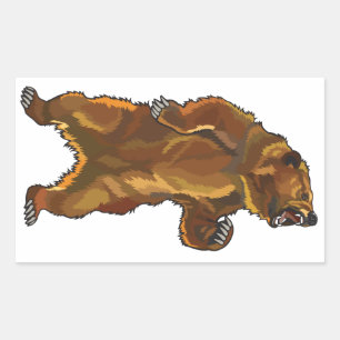 woedend grizzly beer rechthoekige sticker