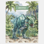 Woedende dinosaurusdeken gepersonaliseerde jongens fleece deken (Voorkant)