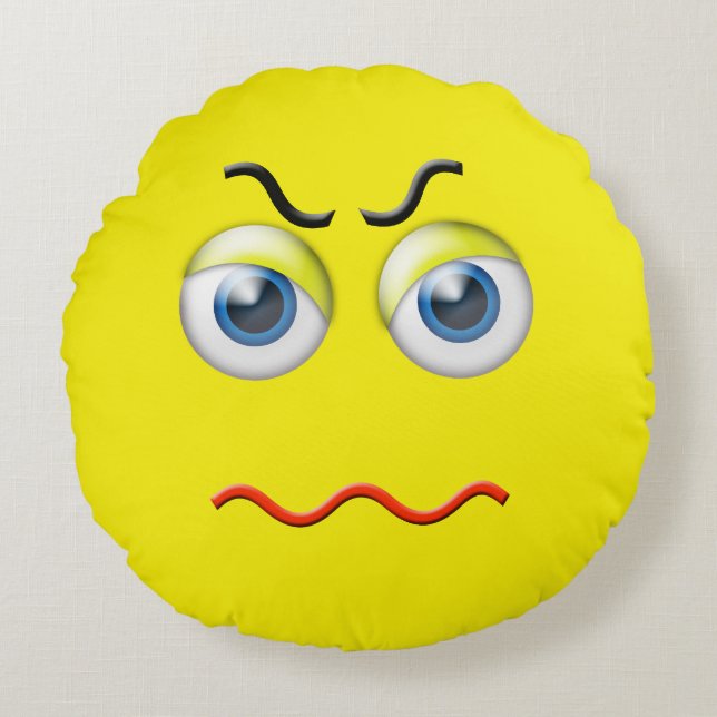 Woedende emoji rond kussen (Voorkant)