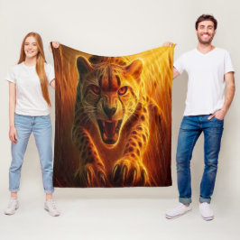 Woedende Jachtluipaard Fleece Deken