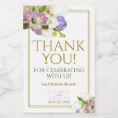 Woedende lentepastel Floral Dank je Mini Wijn Etiket (Enkel label)