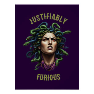 Woedende Medusa Glanzende Poster