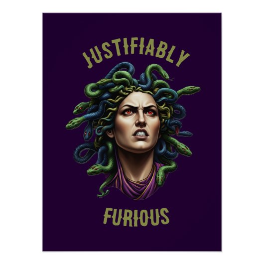 Woedende Medusa Glanzende Poster (Voorkant)