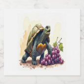 Woedende schildpad stampende druiven. sparkling wijnetiket (Enkel label)