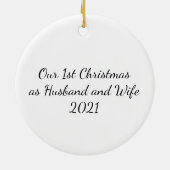 Woensdag 1 Kerstmis foto als echtgenoot vrouw Keramisch Ornament (Achterkant)