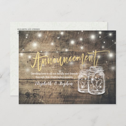 Woensdag Aankondiging Uitstel Mason Jars Wood (Voorkant / Achterkant)