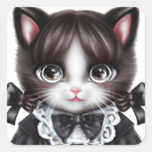 Woensdag Addams Kattenplein - Mysterieuze Macabre Vierkante Sticker (Voorkant)