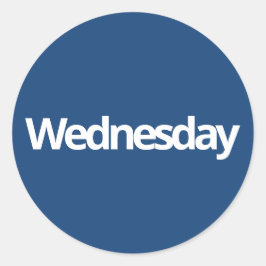 Woensdag dag planning levert eenvoudige marine wit ronde sticker