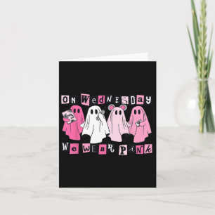 Woensdag Draag we Schattige Pink Ghost Halloween Kaart