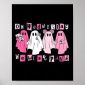 Woensdag Draag we Schattige Pink Ghost Halloween Poster (Voorkant)