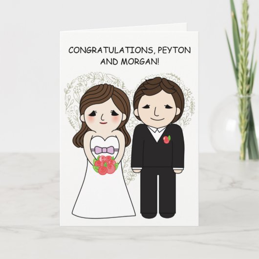 Woensdag Gefeliciteerd Anime Bride en Groom Kaart (Voorkant)