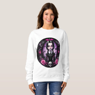 Woensdag Geïnspireerde Goth-meisje - Roze en Zwart Trui