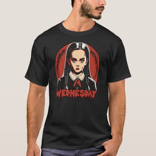 Woensdag Gotische Bloed Maan Gothic Meisje T-shirt (Voorkant)