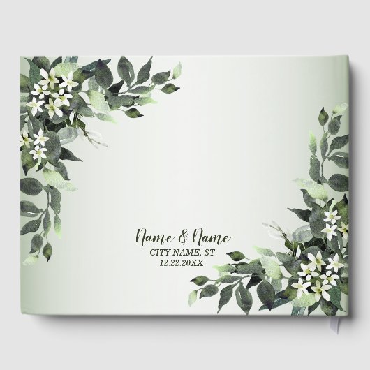 Woensdag Grijze Floral Eucalyptus Leaves Gastenboek (Achterkant)