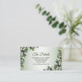 Woensdag Grijze Floral Eucalyptus Leaves Informatiekaartje (Staand voorkant)