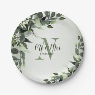 Woensdag Grijze Floral Eucalyptus Leaves Papieren Bordje