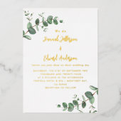 Woensdag groen Eucalyptus botanical Invitation Folie Uitnodiging (Voorkant)