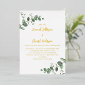 Woensdag groen Eucalyptus botanical Invitation Folie Uitnodiging (Staand Voorkant)