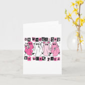 Woensdag hebben we Schattige Pink Ghost Halloween  Kaart (Gele Bloem)
