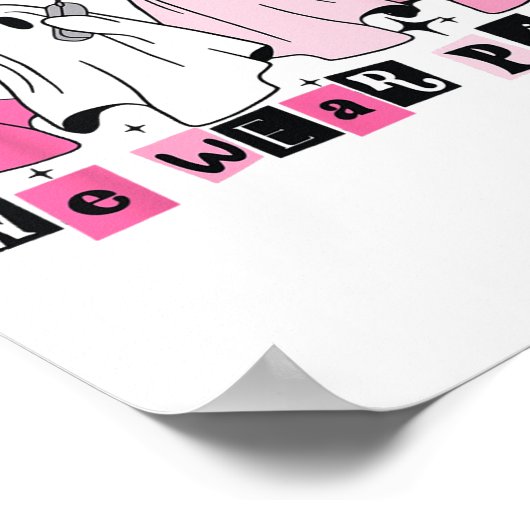 Woensdag hebben we Schattige Pink Ghost Halloween Poster (Hoek)