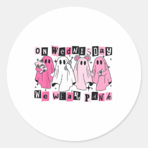 Woensdag hebben we Schattige Pink Ghost Halloween Ronde Sticker