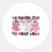 Woensdag hebben we Schattige Pink Ghost Halloween  Ronde Sticker (Voorkant)