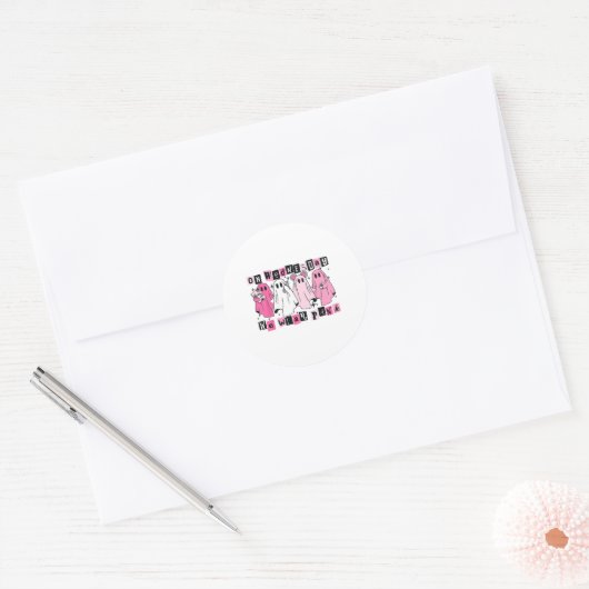 Woensdag hebben we Schattige Pink Ghost Halloween  Ronde Sticker (Envelop)