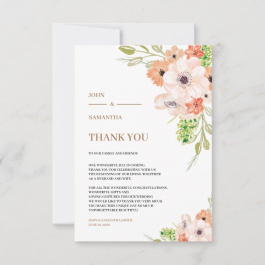 Woensdag - John & Samantha - Hartelijk dank Bedankkaart (Voorkant)