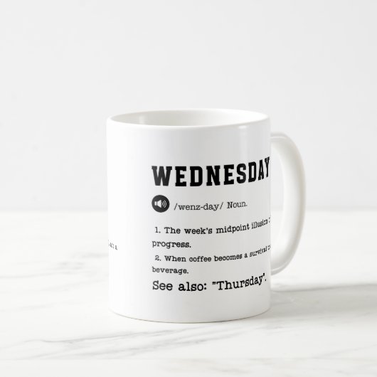WOENSDAG Mok – Funny Midweek Coffee Cup (Voorkant rechts)