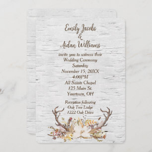 Woensdag Noite Deer Antlers over Birch Kaart