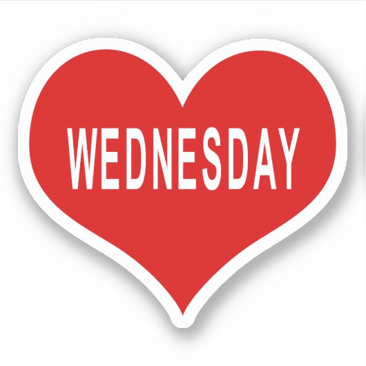 WOENSDAG Rode Liefde Hart Vinyl Sticker (Voorkant)
