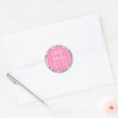 Woensdag Roze Satin & Faux Diamonds Ronde Sticker (Envelop)