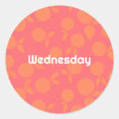 Woensdag tangerine patroon ronde sticker (Voorkant)