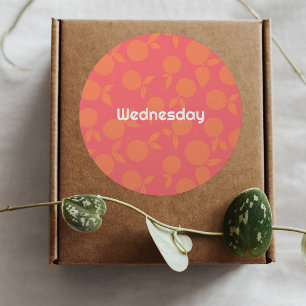Woensdag tangerine patroon ronde sticker
