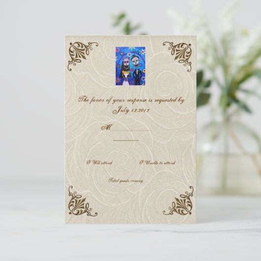 Woensdag van de dodelijke bruiloft RSVP Kaartje (Staand voorkant)