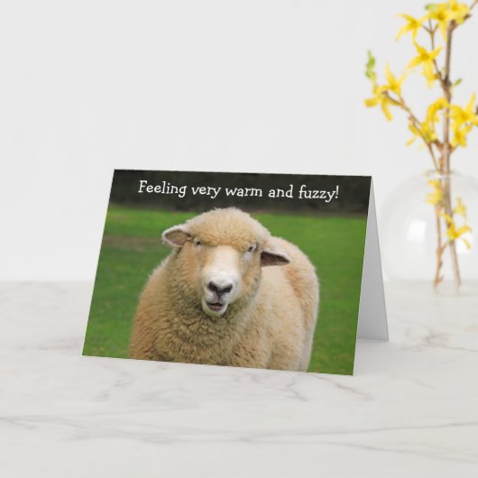 Woensdag Warm en Fuzzy Sheep Kaart (Gele Bloem)