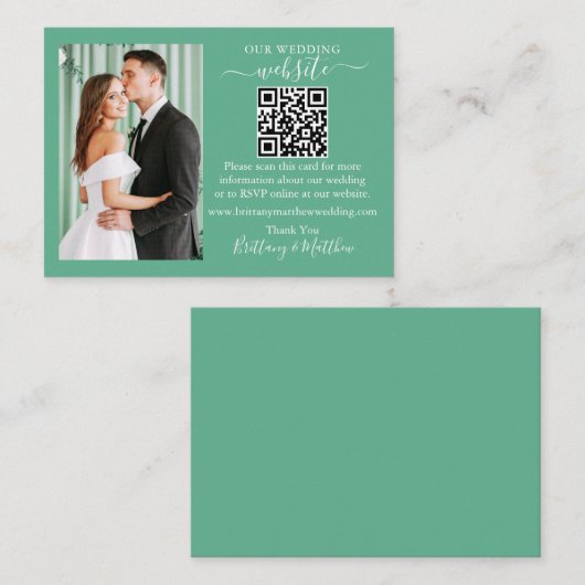 Woensdag Website QR Foto Neo Mint Green Informatiekaartje (Voorkant / Achterkant)