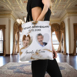Woensdagdag marmer goudfoto tote bag<br><div class="desc">Witte en nepgoudmarmer als achtergrond. Gedemoreerd met 2 hartvormige foto's. Personaliseer en voeg jouw tekst en namen toe.</div>