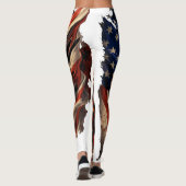 Woest monster dat Amerikaanse vlagkunst verscheurt Leggings (Achterkant)