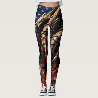 Woest monster dat Amerikaanse vlagkunst verscheurt Leggings