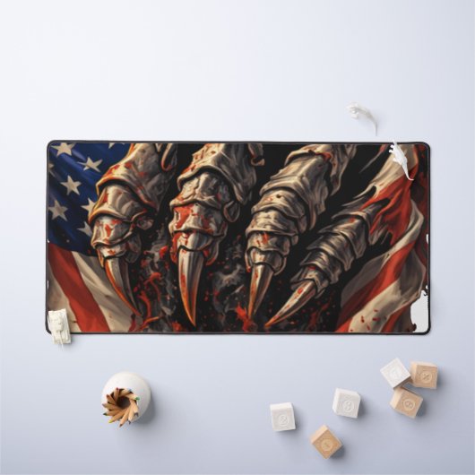 Woest monster dat kunst van de Amerikaanse vlag ve Bureaumat (Kindertafel)